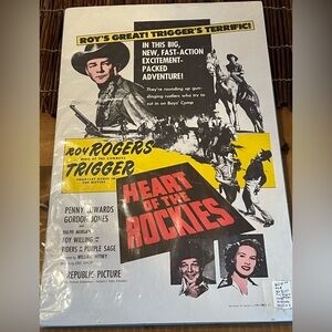 Vintage Heart of the Rockies Movie Poster 22” x 14”